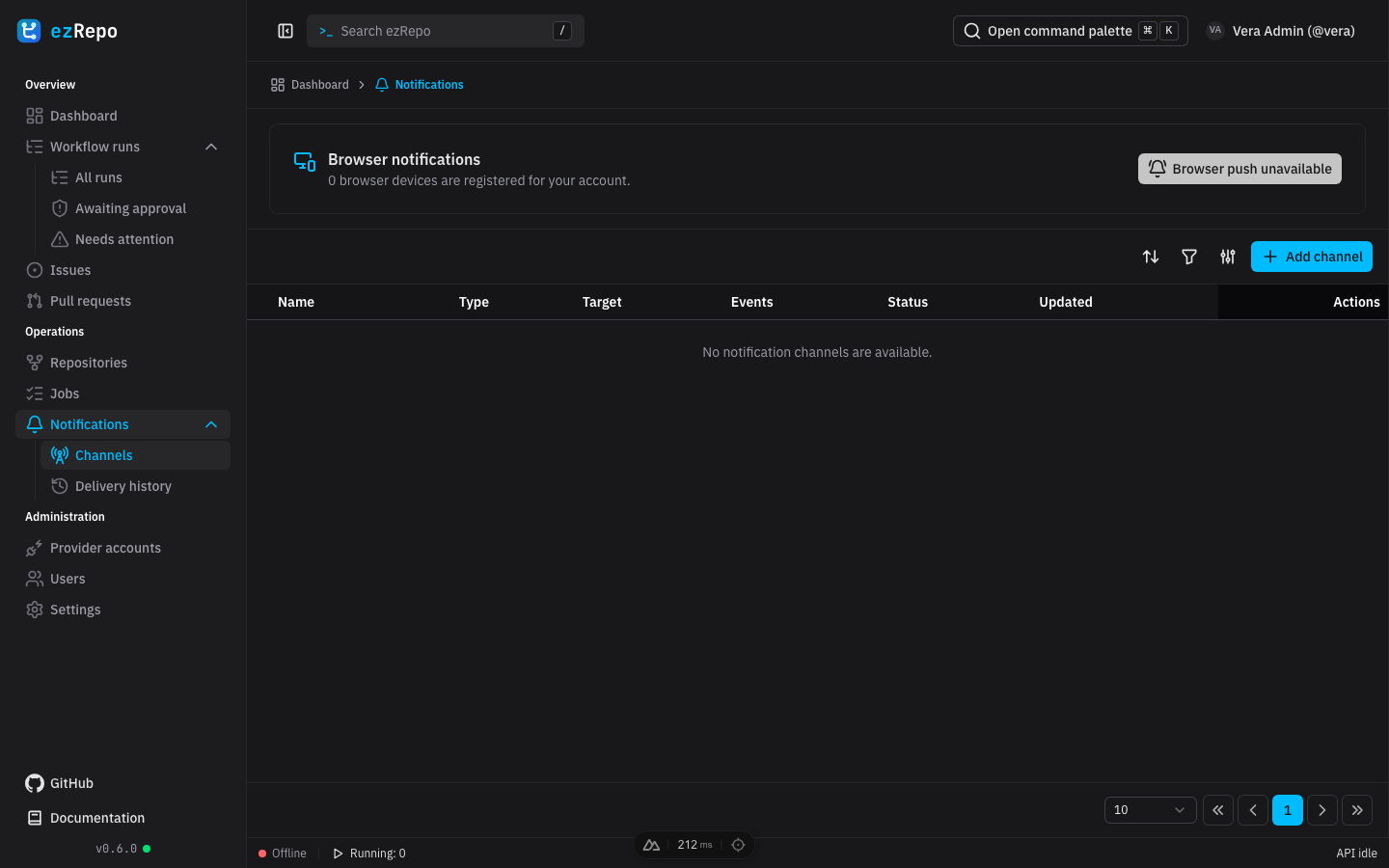 Notification history
